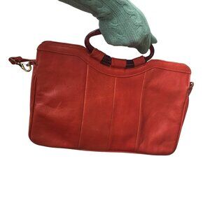 Orange Leather Handbag Purse Large Bag Vintage Accessories